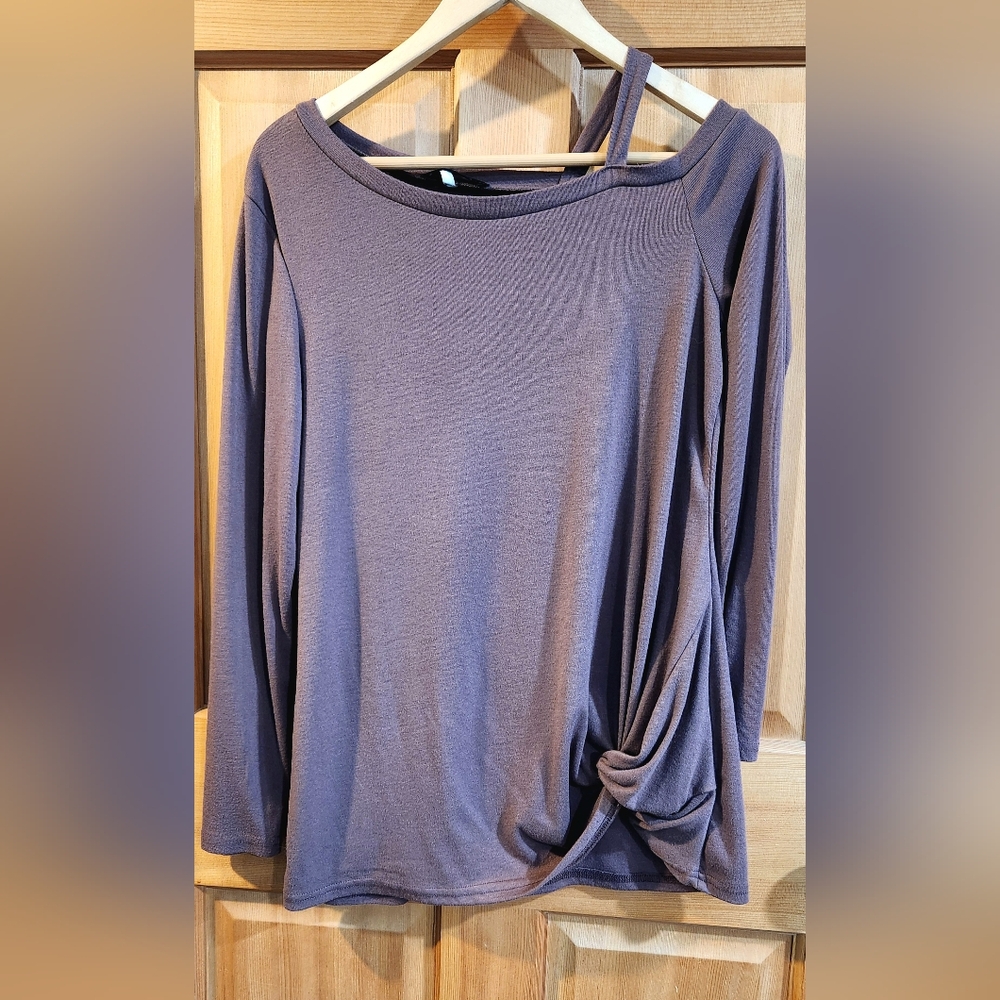 Brown Asymmetrical Off-the-Shoulder Sweater